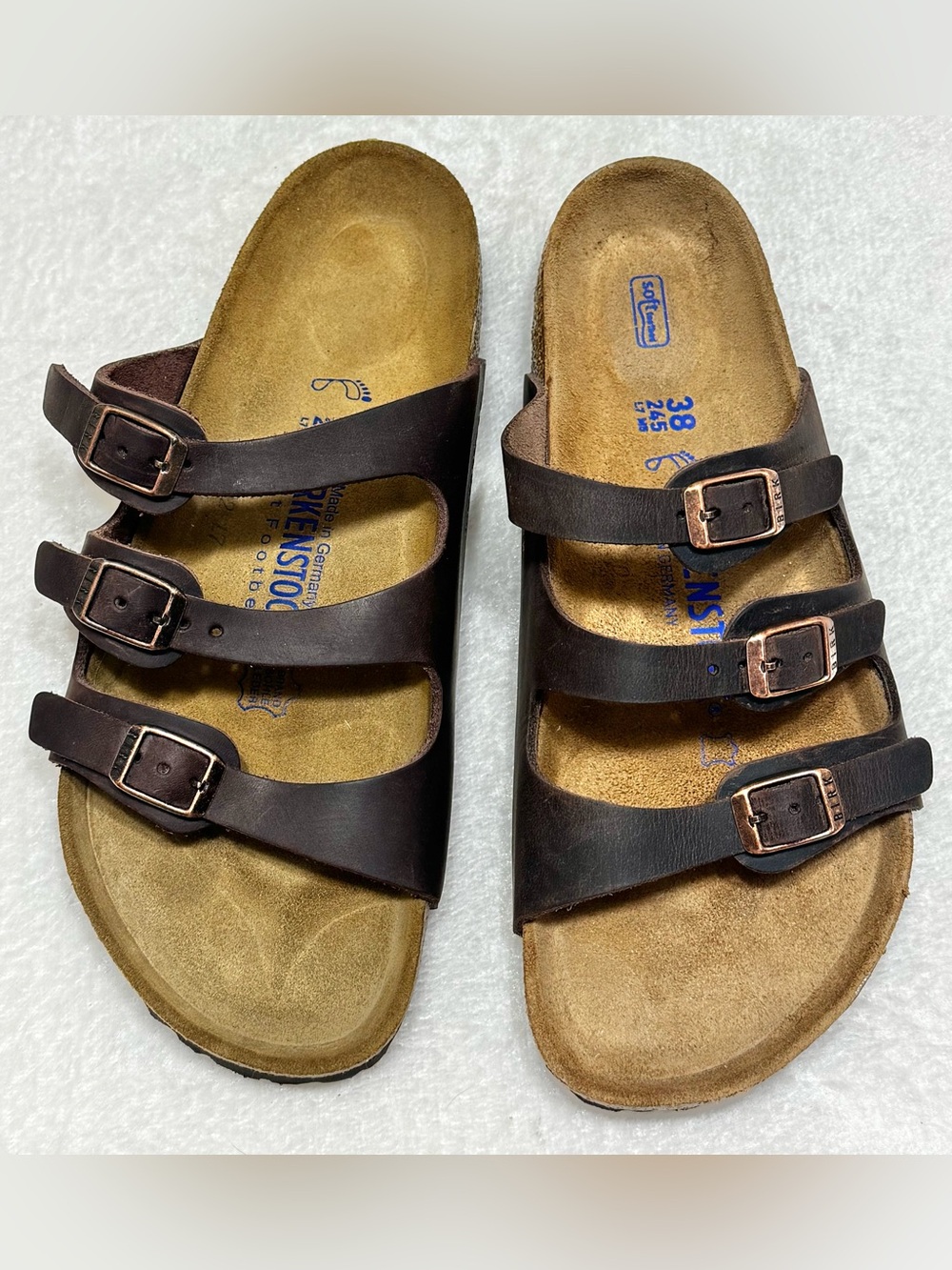 Birkenstock Florida Soft Footbed Sandals Habana Oiled Leather 38 - Picture 4 of 13